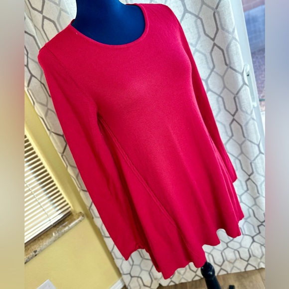 Alfani Red Viscose Wool Blend Swing Crew Neck Sweater w/ Removable Scarf - Picture 8 of 17